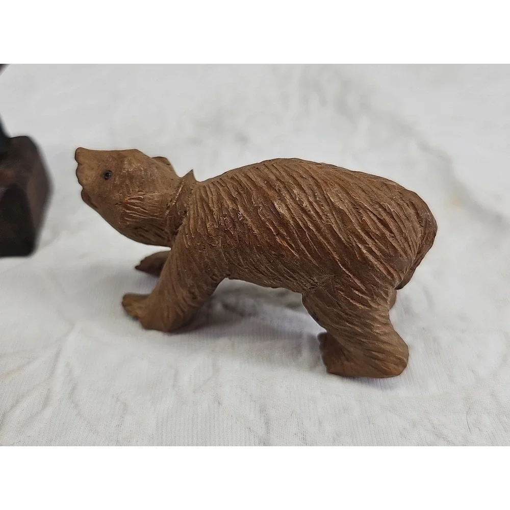 Set Of 4 Black Forest Items 2 Bears,  Figure And Sewing Item Holder Rare Vintage